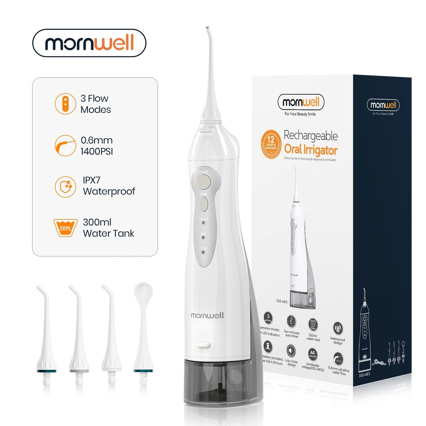Oral Irrigator USB Rechargeable Water Flosser